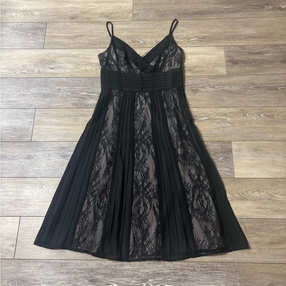 Ann Taylor Loft Slip Dress Sz 4 Black Lace Dark Romantic Goth Witchy Vampire